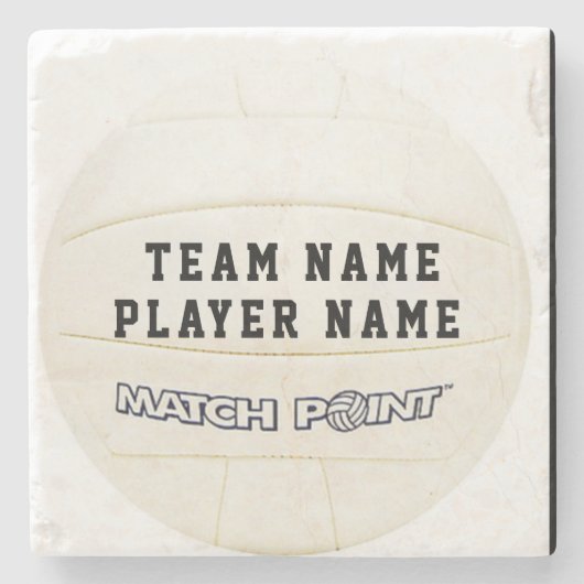 WHITE VOLLEYBALL PERSONALIZED STONE ONDERZETTER (Voorkant)
