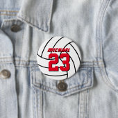 White Volleyball Sports Team Button Pin (In situ)