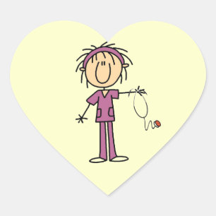 White Vrouw Stick Figuur T Neurse T-shirts en cade Hart Sticker
