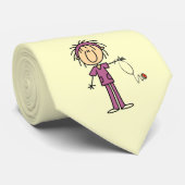 White Vrouw Stick Figuur T Neurse T-shirts en cade Stropdas (Opgerold)