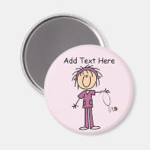 White Vrouw Stick Figuur T Verpleegbare T-shirts e Magneet (Voorkant / Achterkant)