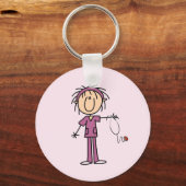 White Vrouw Stick Figuur T Verpleegbare T-shirts e Sleutelhanger (Voorkant)
