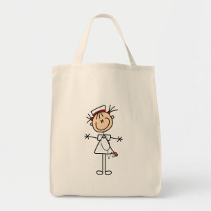 White Vrouw Stick Figuur Verpleegster 2 Giften Tote Bag