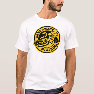 White Wake & Bake Custom Pizza Logo T-shirt
