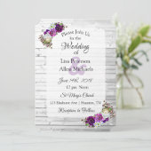White Washed Wood Purple Roses invitations de mari (Debout devant)