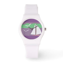 White Watch met Sailboat Design Horloge