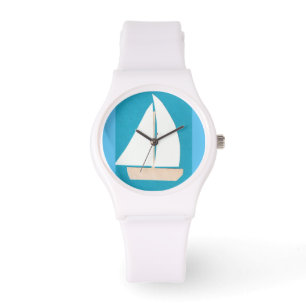 White Watch met Sailboat Design Horloge
