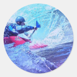 White Water Kayaker Ronde Sticker