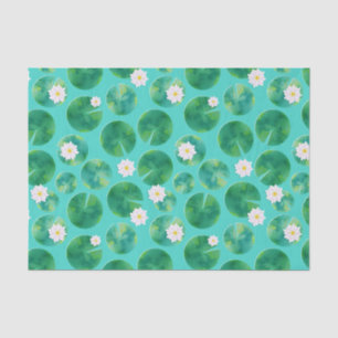 White Water Lily Flowers & Lily Pad Pattern Tissuepapier