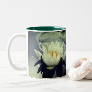 White Water Lily Lotus Personalized Tweekleurige Koffiemok