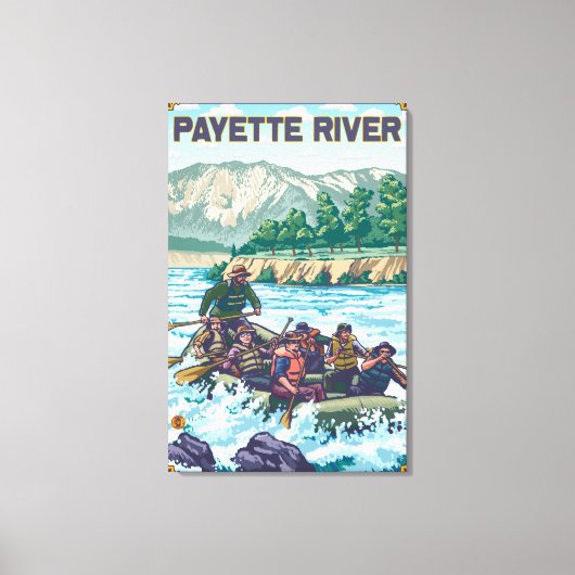 White Water Rafting - Payette River, Idaho Canvas Afdruk (Voorkant)