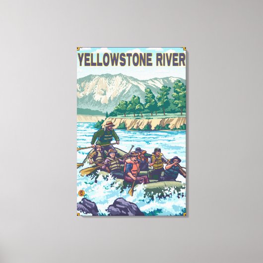 White Water Rafting - Yellowstone River, Montana Canvas Afdruk (Voorkant)