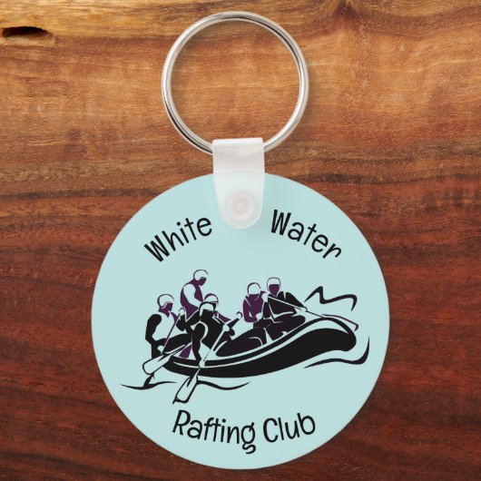 White Water River Rafting Design Button Sleutelhanger (Voorkant)