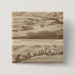 White Water, Saucelito ranches Vierkante Button 5,1 Cm