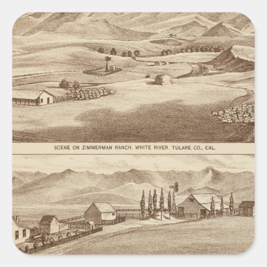 White Water, Saucelito ranches Vierkante Sticker (Voorkant)