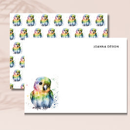 White Watercolor Parrot Stationery Note Card Kaart