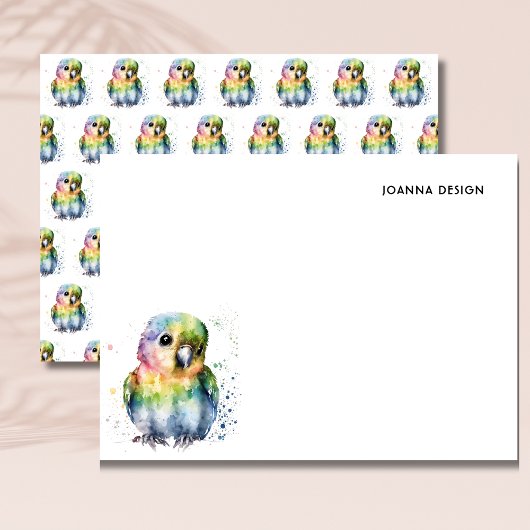White Watercolor Parrot Stationery Note Card Kaart