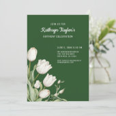 White Watercolor Tulips Invitation de fête d'anniv (Debout devant)