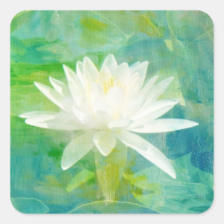 White Waterlily Blossom Vierkante Sticker