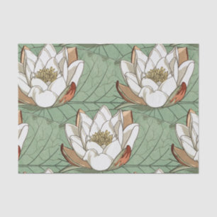 White Waterlily Floral Art Nouveau Tissuepapier