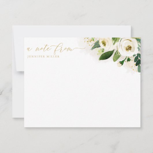 White Waterverf Flowers Script Bedankkaart (Voorkant)