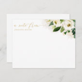 White Waterverf Flowers Script Bedankkaart (Voorkant / Achterkant)