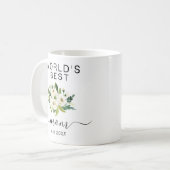 White Waterverf Flowers World's Best Mam Script Koffiemok (Voorkant links)