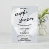 White Waterverf Heart Light Grey Couples Shower Kaart (Staand voorkant)
