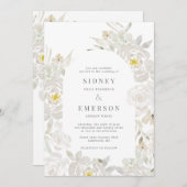 White Waterverf Peony Wedding Arch Uitnodiging (Voorkant / Achterkant)