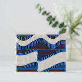 White Wave Fabric Blue Neon lines Afbeelding afdru Briefkaart (Staand voorkant)