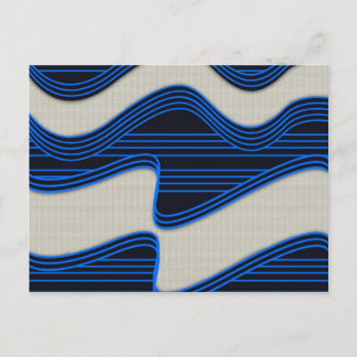 White Wave Fabric Blue Neon lines Afbeelding afdru Briefkaart