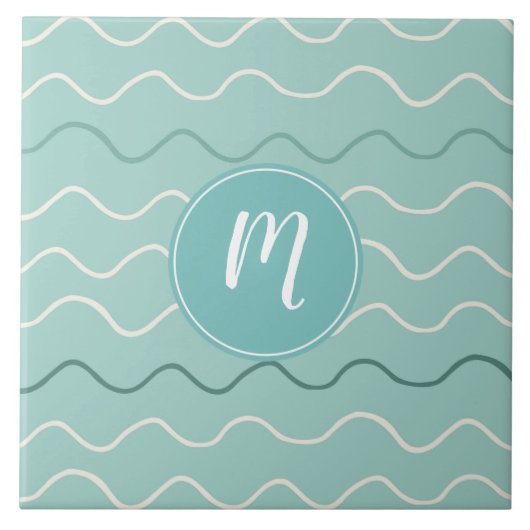 White Waves Pattern Tegeltje (Voorkant)