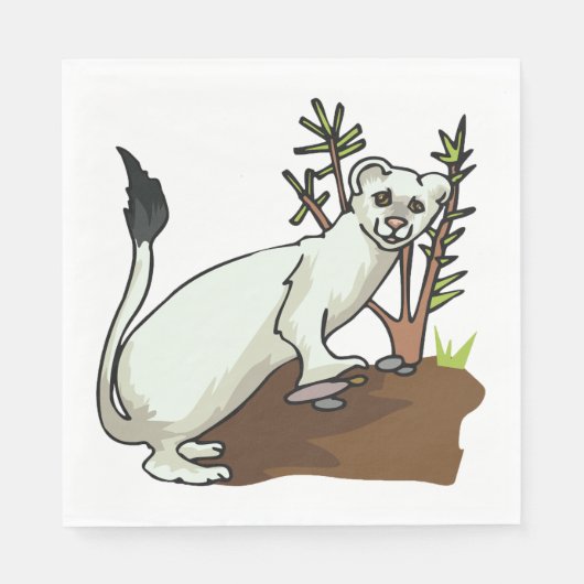 White Weasel Wildlife Napkins Servet (Voorkant)