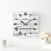 White Weathered Wood Style Clock Vierkante Klok (Huis)