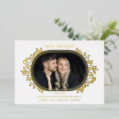 White Wedding Fancy Ornament Frame Flowers Folie Uitnodiging (Staand Voorkant)