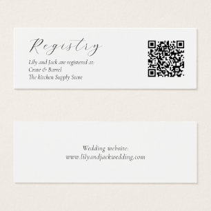 White Wedding Gift Registry QR Enclosure Kaart