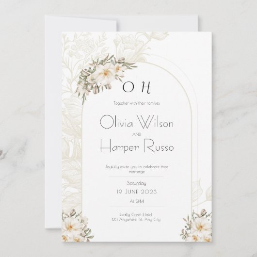 White wedding Invitation Kaart (Voorkant)