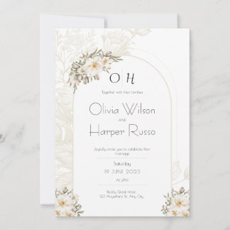 White wedding Invitation Kaart