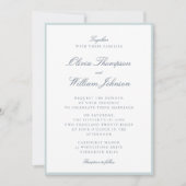 White Wedding Invitation with Light Blue Details (Devant)