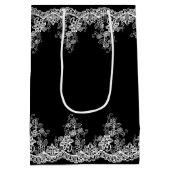 White Wedding Lace on Black Medium Cadeauzakje (Achterkant)