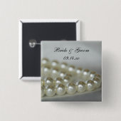White Wedding Pearls Vierkante Button 5,1 Cm (Voorkant /achterkant)