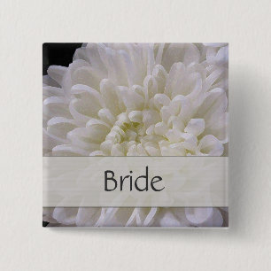 White Wedding Pin for the Bride Vierkante Button 5,1 Cm