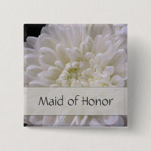 White Wedding Pin for the Maid of Honor Vierkante Button 5,1 Cm