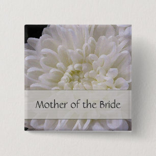 White Wedding Pin for the Moeder of the Bride Vierkante Button 5,1 Cm