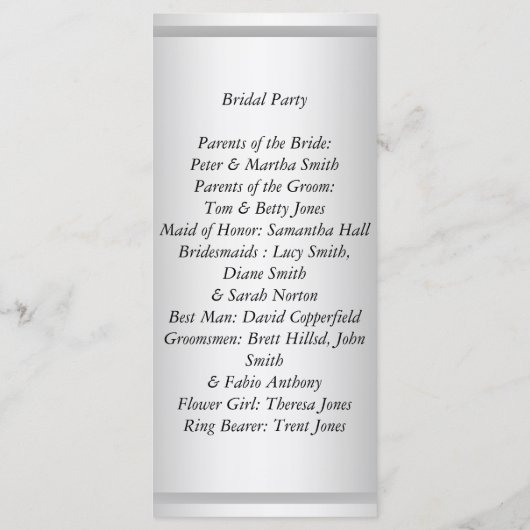 White Wedding Programma (Achterkant)