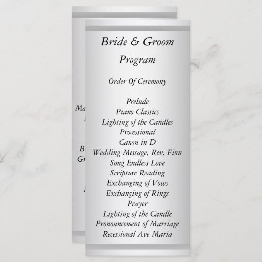 White Wedding Programma (Voorkant / Achterkant)