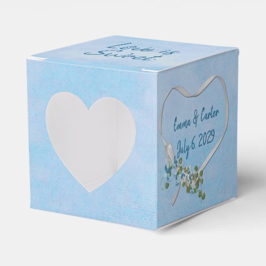 White Wedding Ribbon Heart Favor Box Bedankdoosjes (Voorkant Zijde)