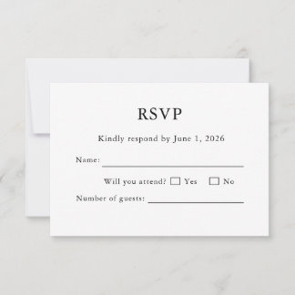 White Wedding RSVP Card Minimal Editable Elegant Kaartje