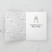 White Wedding Satin Damask Kaart (Binnen)