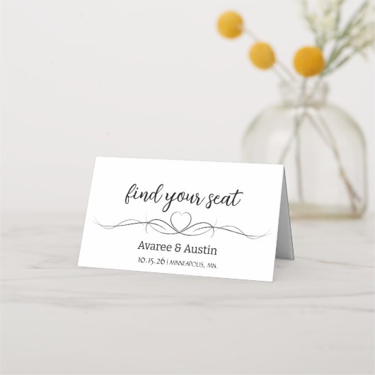 White Wedding Table Seating Cards (Voorkant)